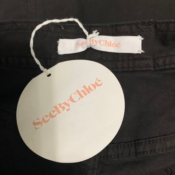 See by Chloe Designer Black A-Line Denim Skirt 40 IT 4 US Braided Belt Italian - Picture 9 of 11